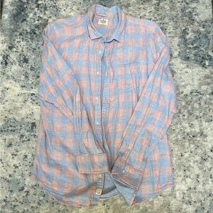 Men's Marine Layer Button-Down Shirt in Light Blue and Pink